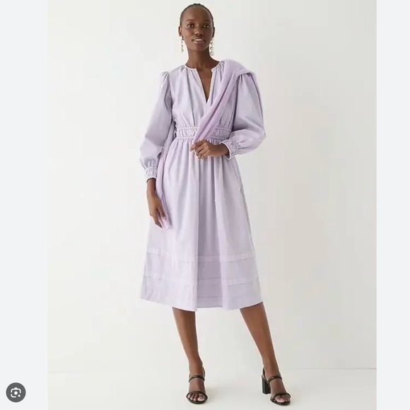 J. Crew Dresses & Skirts - 🌸 J. Crew Long-sleeve smocked-waist midi dress in lightweight chino